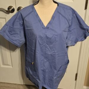 WonderWink Seven Flex Women's V-Neck Scrub Top in Periwinkle Blue